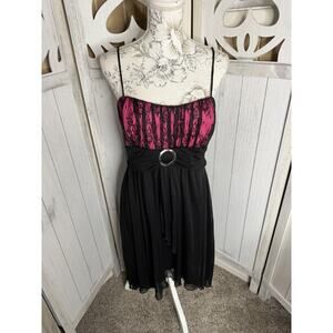 Vintage Y2K Pink Empire Waist Dress Flowy Party Club 2000s Size Large